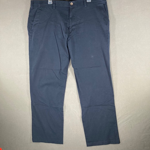 Haggar Mens Straight Fit Navy Blue Casual Pants 40x32 Cotton Blend - Picture 1 of 9